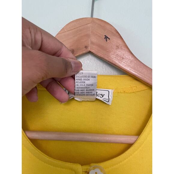 Vintage Lisa Ashley Womens Cardigan Small Yellow Floral Beaded Cottagecore 90s - Picture 5 of 13